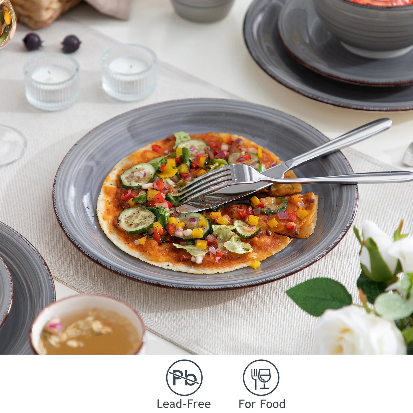 Vintage Ceramic Tableware with Dinner Plate Dessert Plate Bowl Mug Set