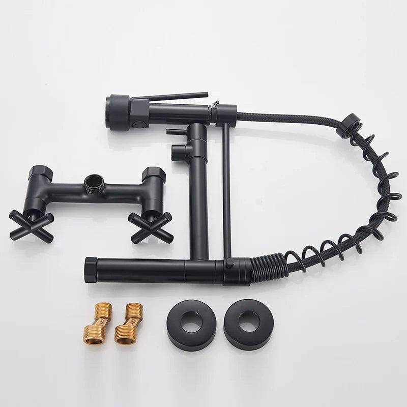 Wall Mounted Kitchen Faucet Kitchen Pull Down Spray 360 Rotation Tap