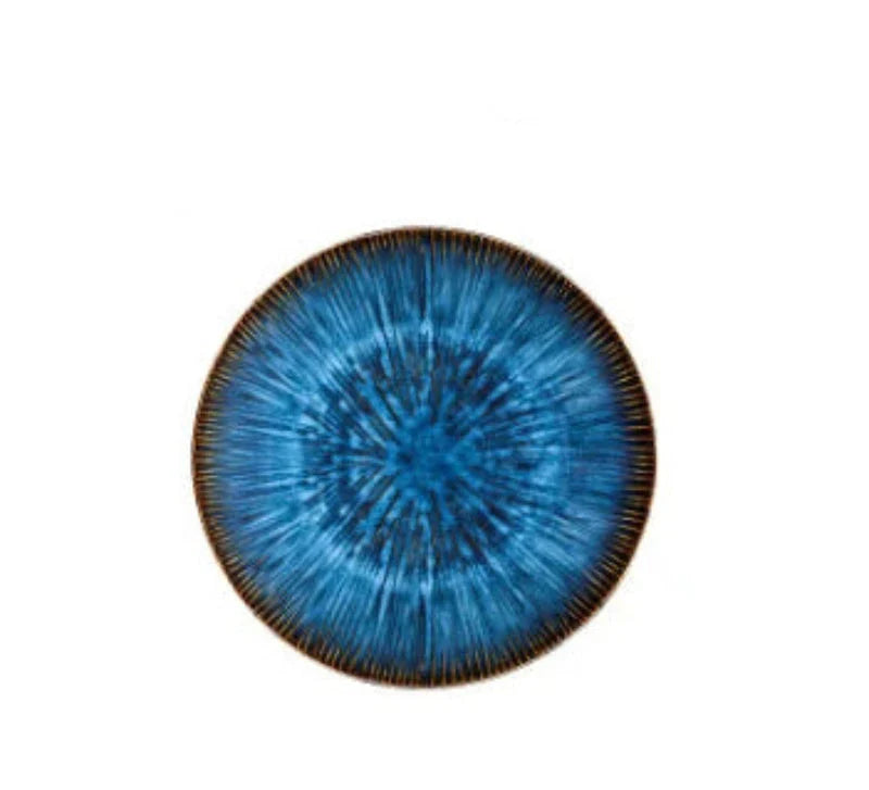 Western Style Ceramic Dish Deep Blue Pasta Plate Kitchen Tableware