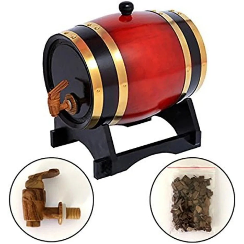 Whiskey Barrel Dispenser Oak Aging Barrel Decanter for Liquors